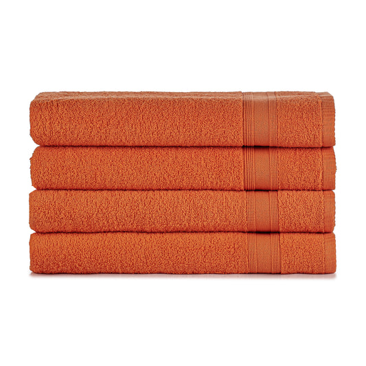 Bath towel set orange 4 pieces, 4x bath towels 70x140