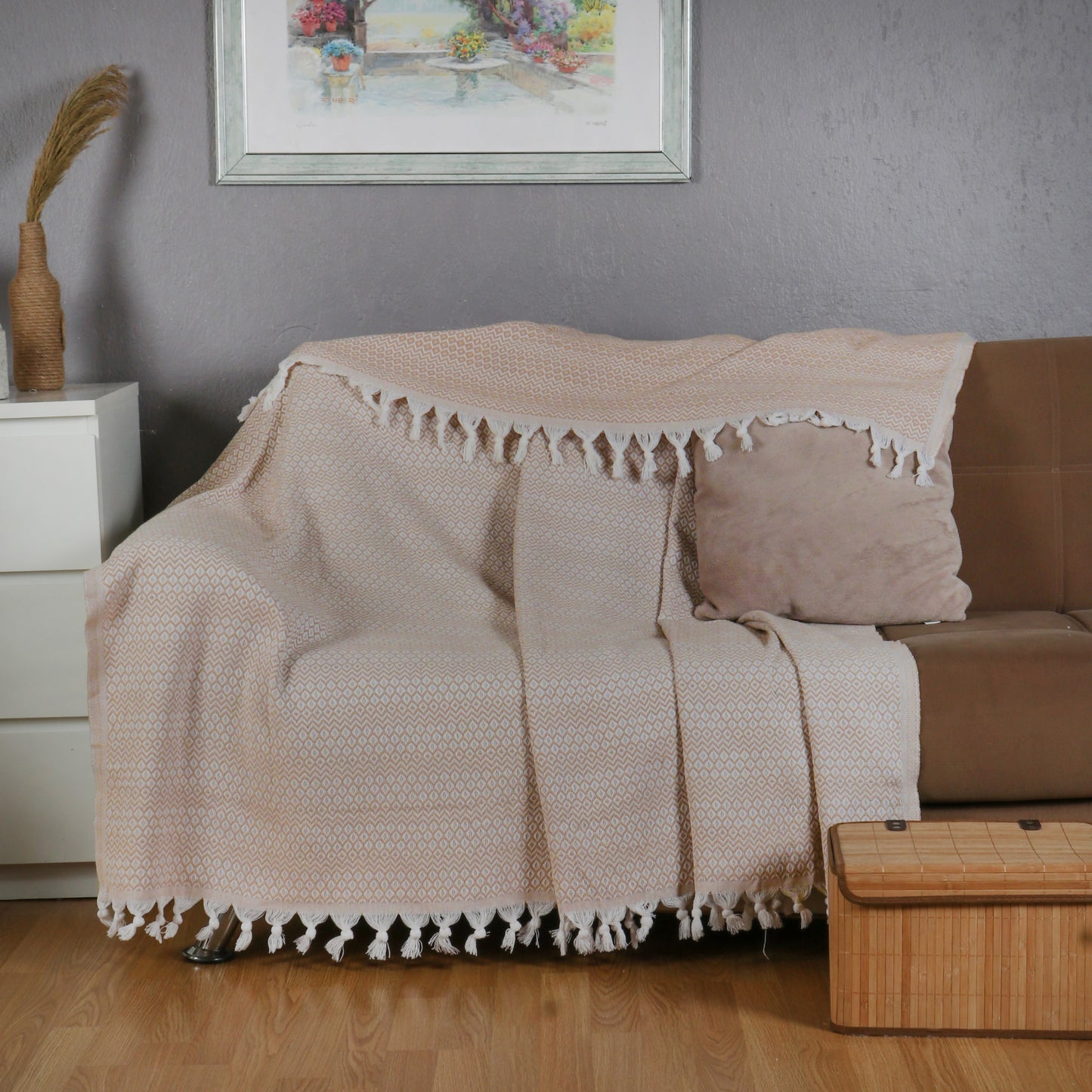 Tuiste Einzelbett Tagesdecke Sand Beige 150x200 cm