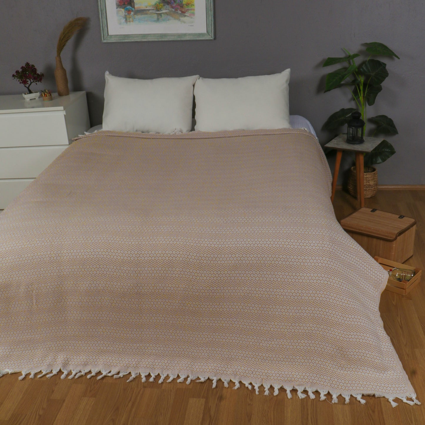 Tuiste Einzelbett Tagesdecke Sand Beige 150x200 cm