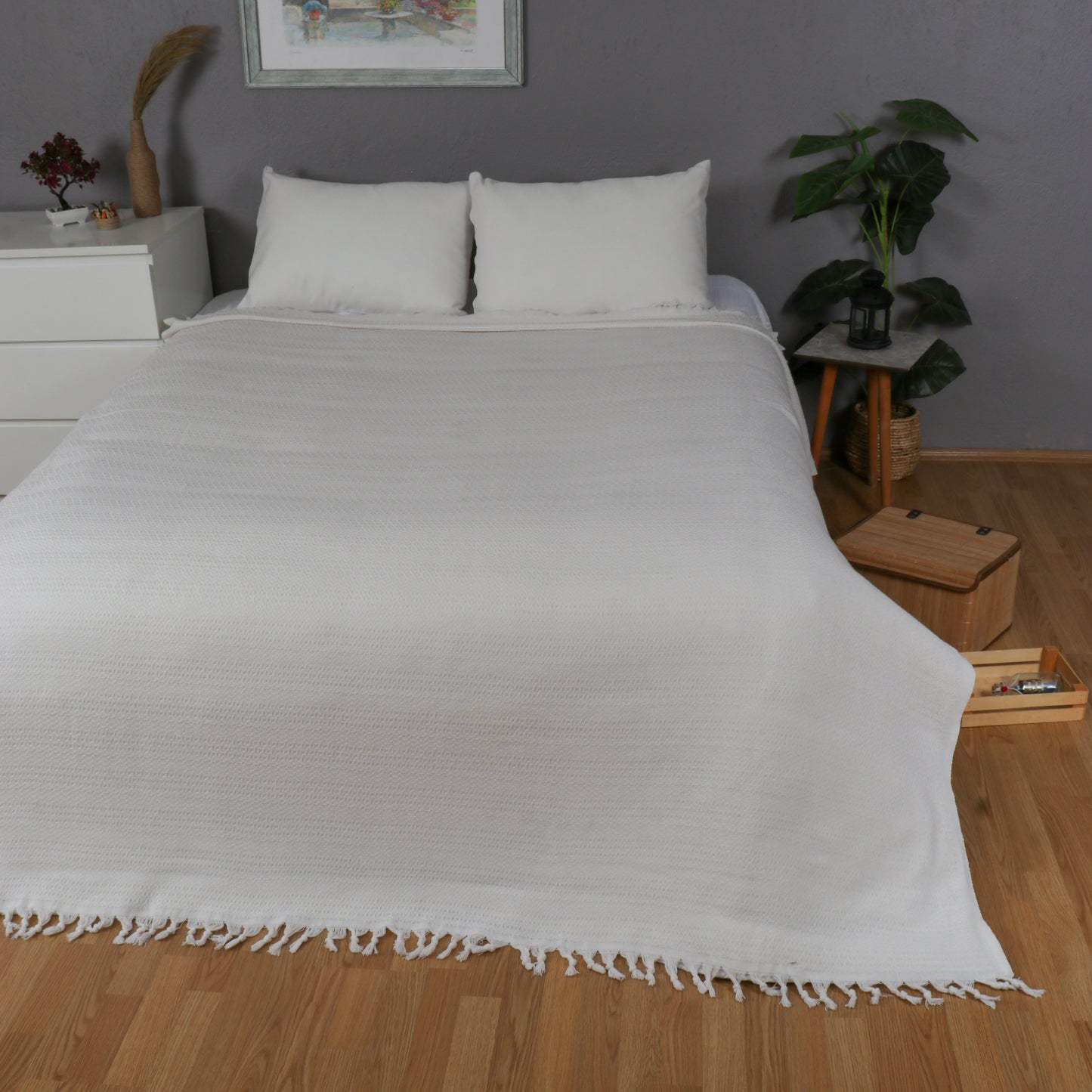 Tuiste Einzelbett Tagesdecke Weiß Weiss 150x200 cm