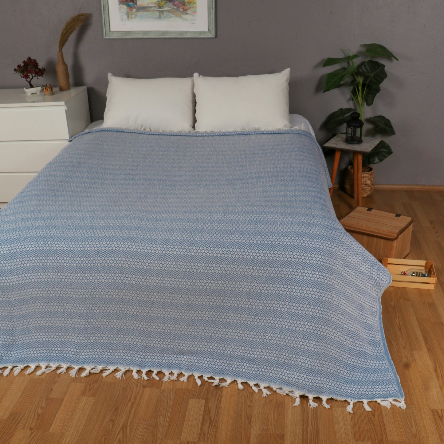 Tuiste Einzelbett Tagesdecke Blau Hellblau 150x200 cm