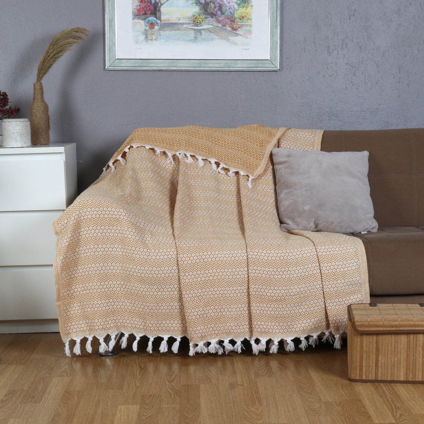 Tuiste Einzelbett Tagesdecke Gold Gelb 150x200 cm