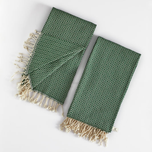 Saunatücher Grün, 2 er Pack Strandtuch, Hamamtuch, Saunahandtuch