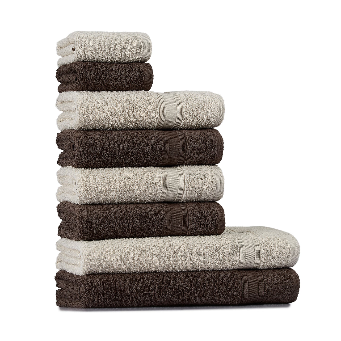 Towel set brown beige 8 pieces