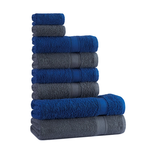 Handtücher Set Grau Blau 8 Teilig