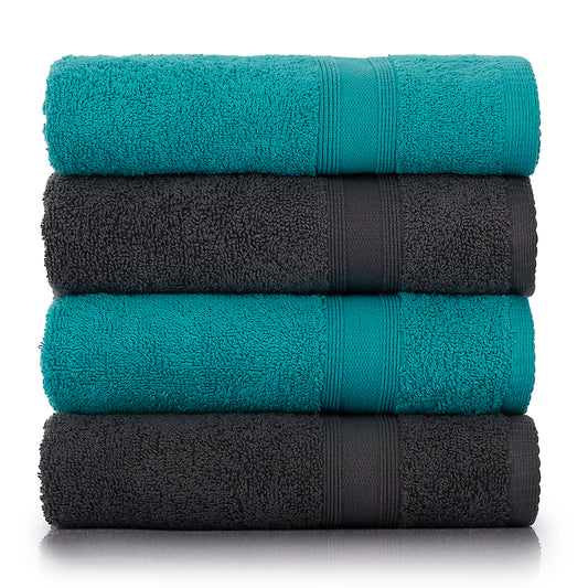 Towels gray turquoise 4 pieces 50x90 