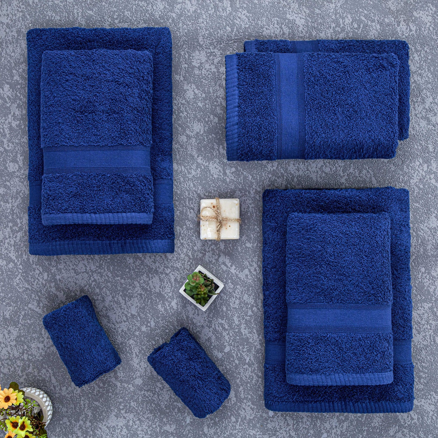 Handtücher Set Navy Blau 8 Teilig