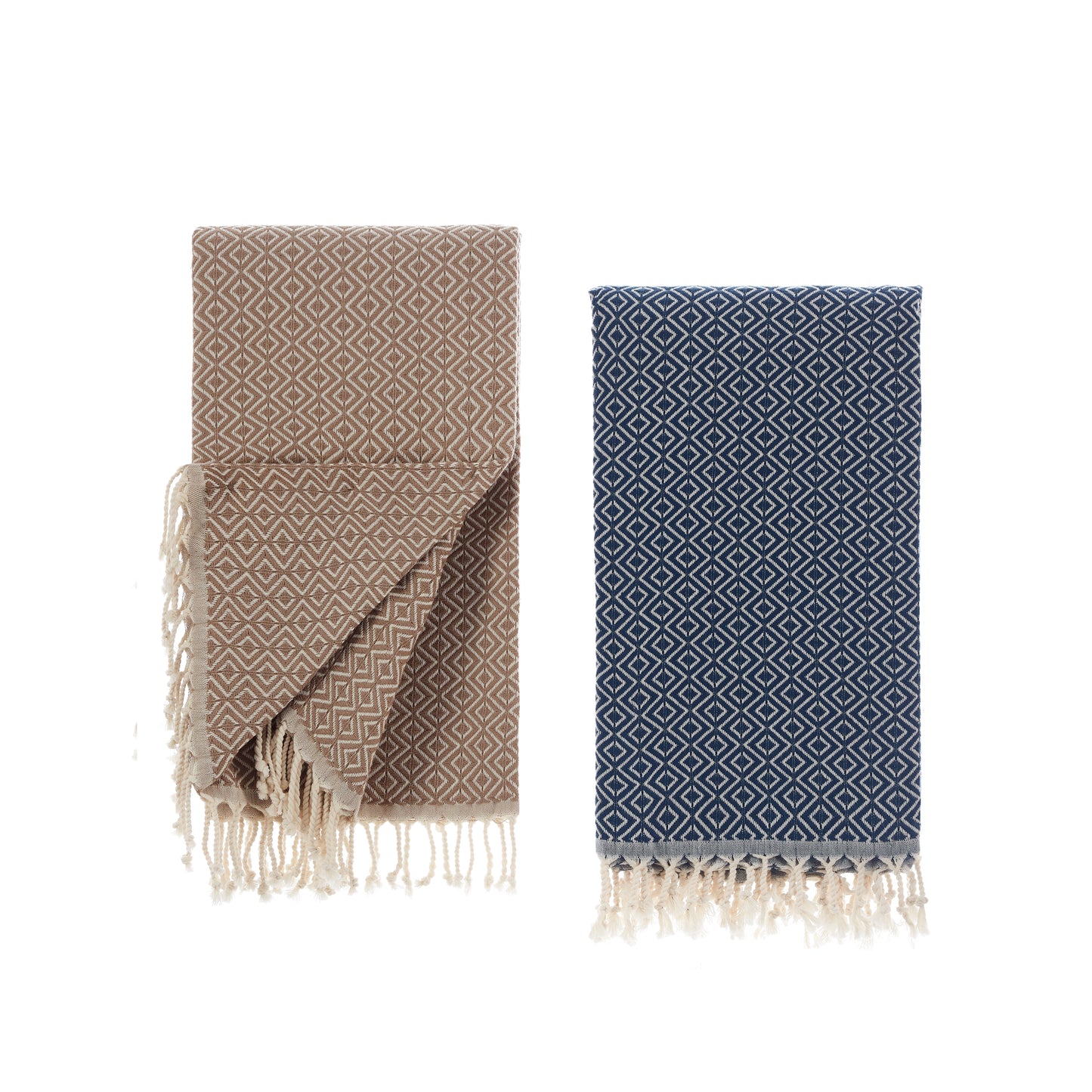 Saunatücher Petrol Blau - Beige, Strandtuch, Hamamtuch, Saunahandtuch