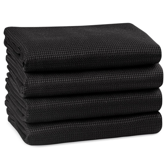 Black microfiber cloths set of 4